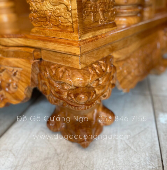 Bàn thờ Ông Địa Thần Tài gỗ gõ đỏ 80 - cột 14 cao cấp 