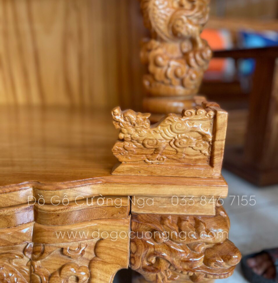 Bàn thờ Ông Địa Thần Tài gỗ gõ đỏ 80 - cột 14 cao cấp 