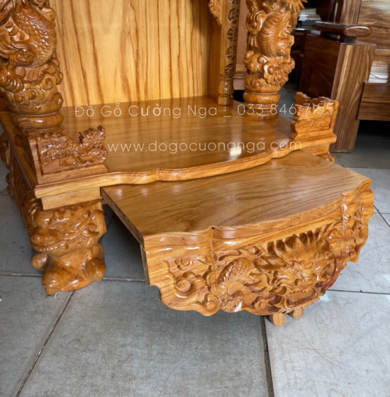 Bàn thờ Ông Địa Thần Tài gỗ gõ đỏ 80 - cột 14 cao cấp 