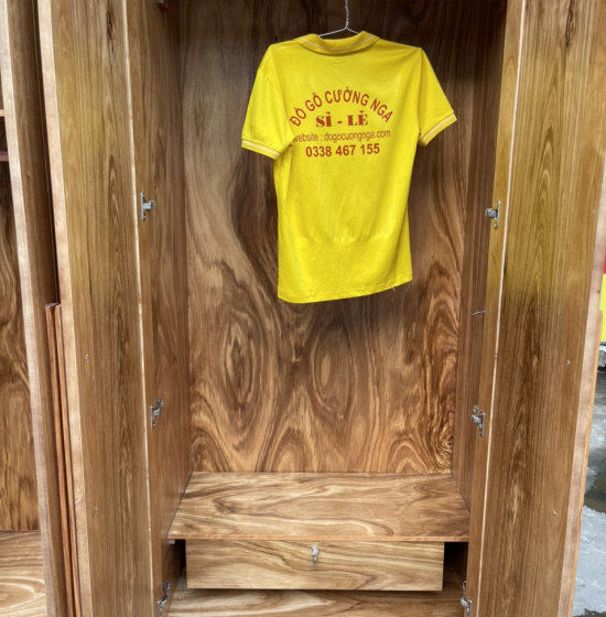 Tủ quần áo gỗ hương xám 2 tầng 5 cánh cao cấp 