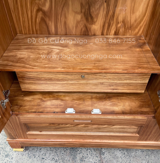 Tủ quần áo gỗ hương xám 2 tầng 5 cánh cao cấp 