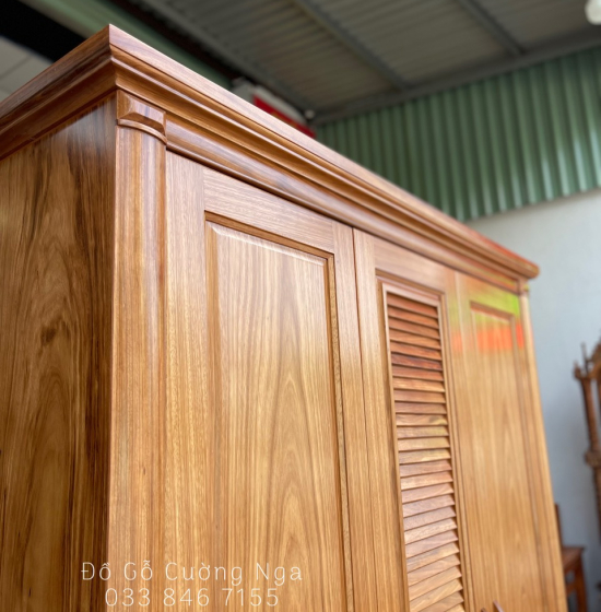 Tủ quần áo gỗ Hương Xám 3 cánh 1m6 hiện đại 