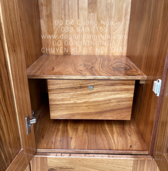 Tủ quần áo gỗ Hương Xám 3 cánh 1m6 hiện đại 