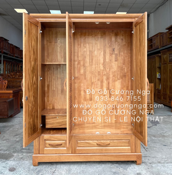 Tủ quần áo gỗ Hương Xám 3 cánh 1m6 hiện đại 