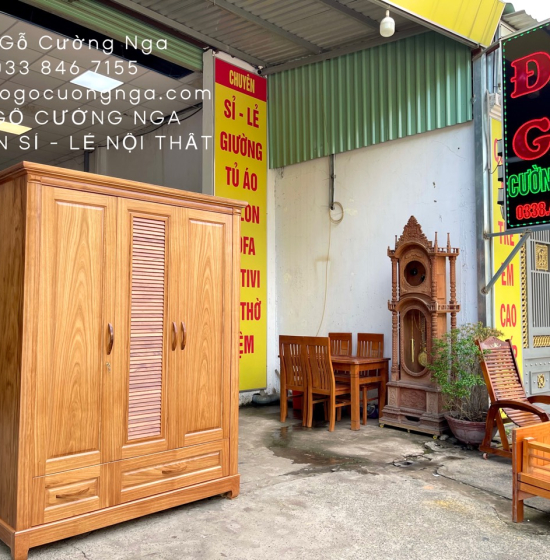 Tủ quần áo gỗ Hương Xám 3 cánh 1m6 hiện đại 