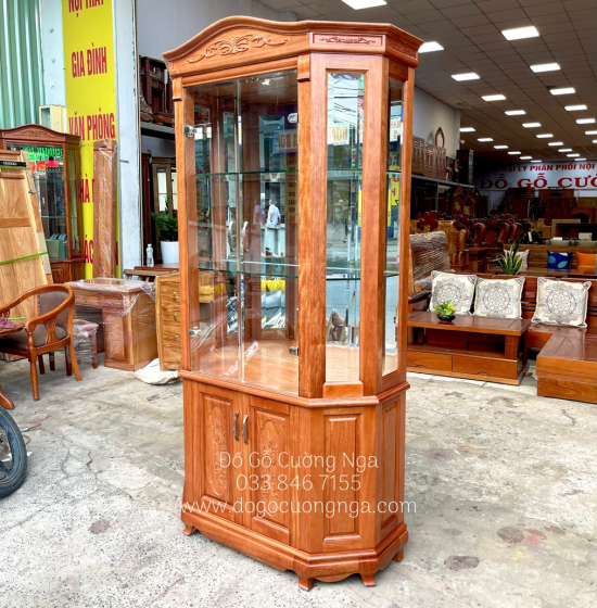 Tủ rượu gỗ xoan đào lục lăng 1m cao cấp - TG 17