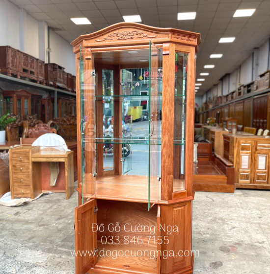 Tủ rượu gỗ xoan đào lục lăng 1m cao cấp - TG 17