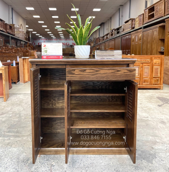 Tủ Giày Dép Gỗ Sồi Nga 3 Cánh - Màu Óc Chó TD 015