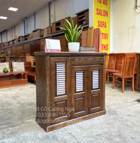 Tủ Giày Dép Gỗ Sồi Nga 3 Cánh - Màu Óc Chó TD 015