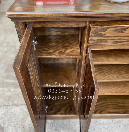 Tủ Giày Dép Gỗ Sồi Nga 3 Cánh - Màu Óc Chó TD 015
