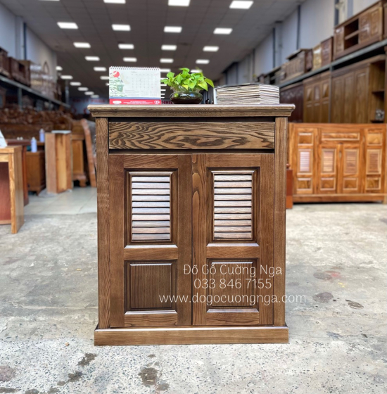 Tủ Giày Dép Gỗ Sồi Nga 2 Cánh Lau Màu Óc Chó Giá Rẻ - TD 016
