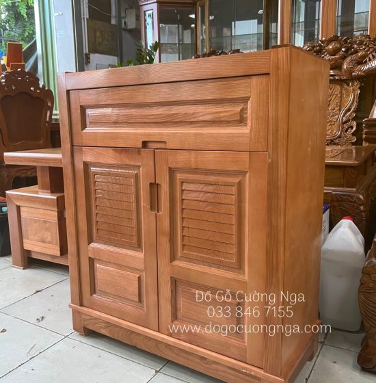 Tủ Giày Dép Gỗ Sồi Nga 2 Cánh Màu Cánh Gián Giá Rẻ - TD 018