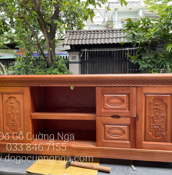 Kệ Tivi Gỗ Xoan Đào Mẫu Nhật Quẩy KG 028