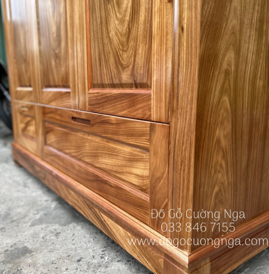 Tủ quần áo gỗ hương xám 3 cánh 1m6  - mẫu trơn 