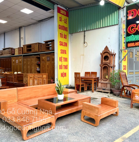 Bàn Ghế Sofa Gỗ Gõ Đỏ Góc L 2m8x1m8 - Vế Trái ( Kèm Nệm )