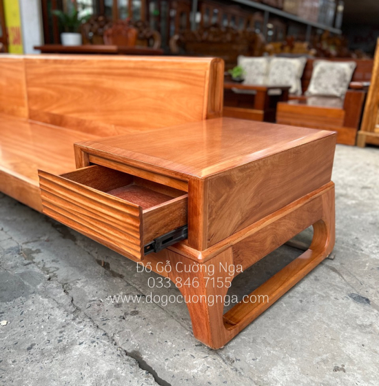 Bàn Ghế Sofa Gỗ Gõ Đỏ Góc L 2m8x1m8 - Vế Trái ( Kèm Nệm )