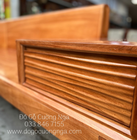 Bàn Ghế Sofa Gỗ Gõ Đỏ Góc L 2m8x1m8 - Vế Trái ( Kèm Nệm )