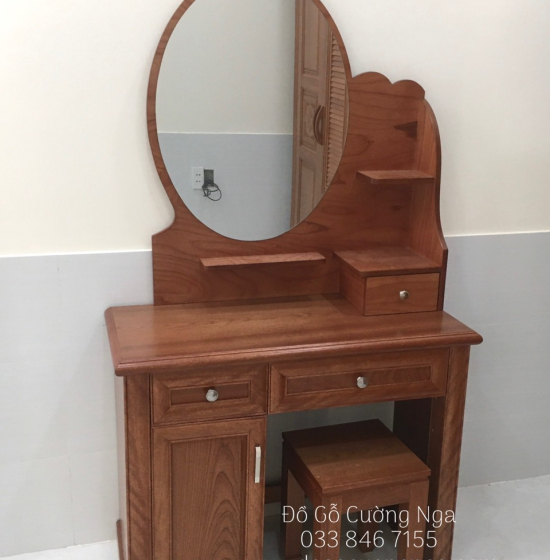 Bàn Trang Điểm Gỗ Xoan Đào 80 Cm Gương Hộp Giá Rẻ TĐ 025