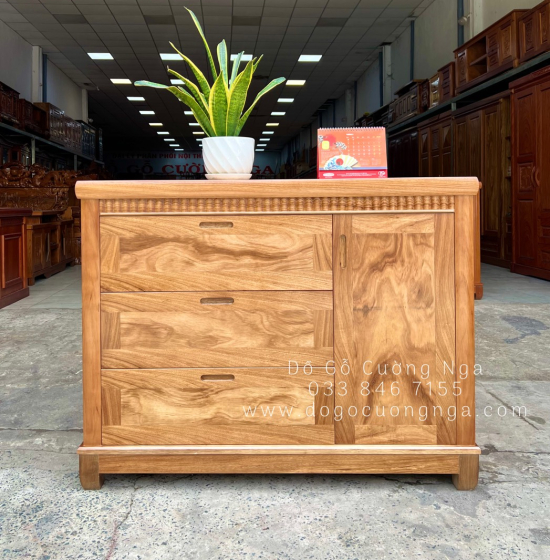 Tủ nhật ngăn kéo gỗ hương xám 1m2 - tủ quần áo em bé 