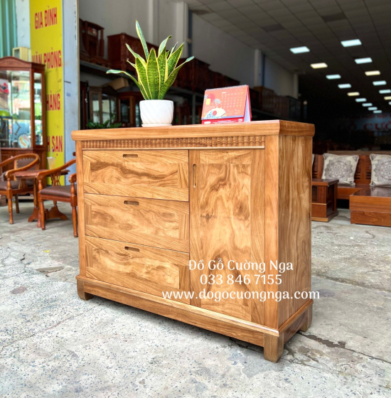 Tủ nhật ngăn kéo gỗ hương xám 1m2 - tủ quần áo em bé 