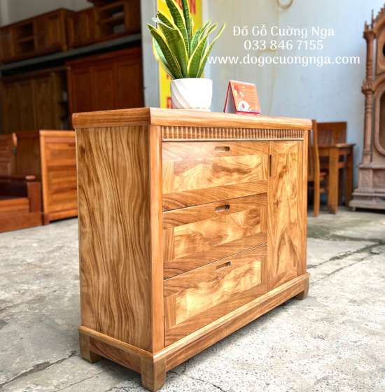 Tủ nhật ngăn kéo gỗ hương xám 1m2 - tủ quần áo em bé 
