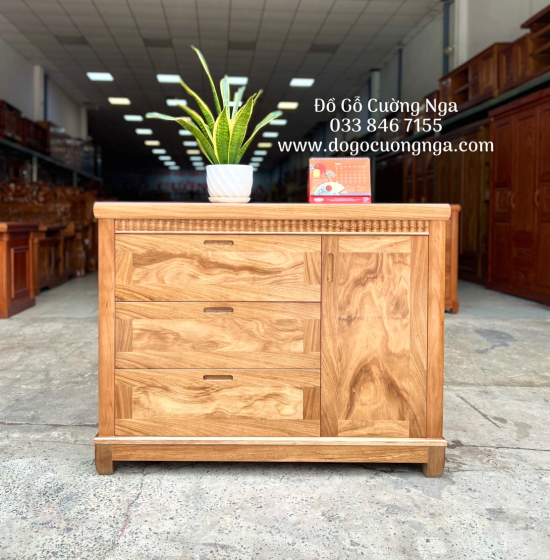 Tủ nhật ngăn kéo gỗ hương xám 1m2 - tủ quần áo em bé 