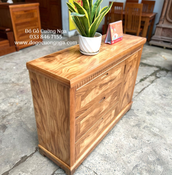 Tủ nhật ngăn kéo gỗ hương xám 1m2 - tủ quần áo em bé 