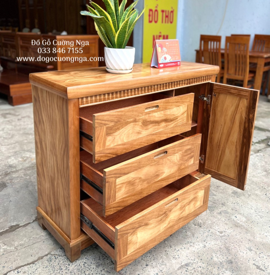 Tủ nhật ngăn kéo gỗ hương xám 1m2 - tủ quần áo em bé 