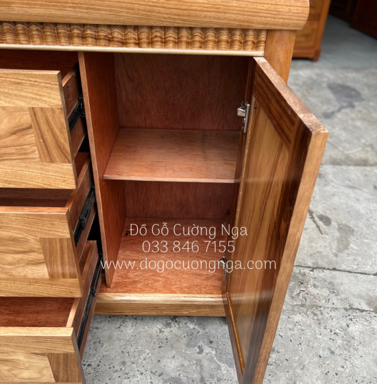 Tủ nhật ngăn kéo gỗ hương xám 1m2 - tủ quần áo em bé 