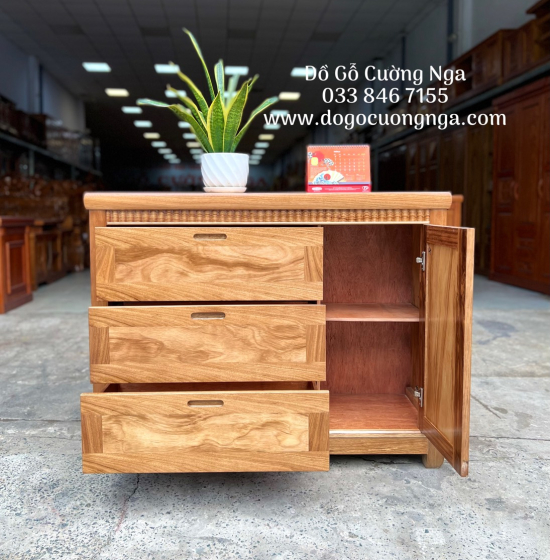 Tủ nhật ngăn kéo gỗ hương xám 1m2 - tủ quần áo em bé 