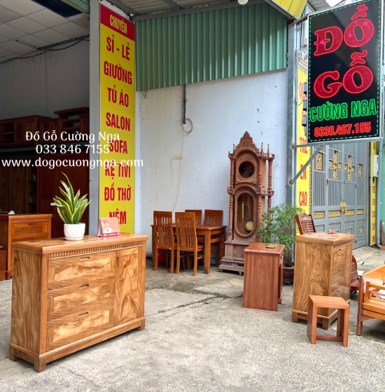 Tủ nhật ngăn kéo gỗ hương xám 1m2 - tủ quần áo em bé 