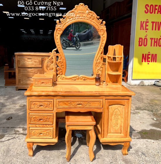 Bàn Trang Điểm Gỗ Gõ Đỏ Cao Cấp 1m1 TĐ 02