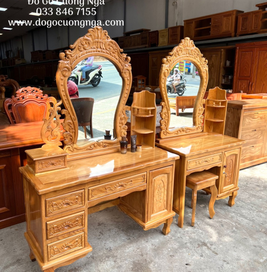 Bàn Trang Điểm Gỗ Gõ Đỏ Cao Cấp 1m1 TĐ 02