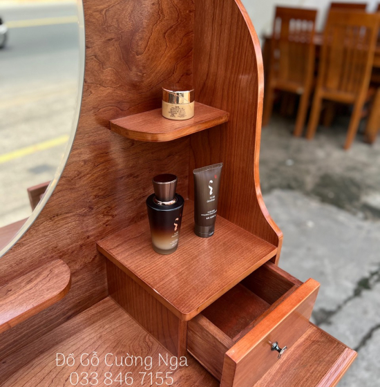 Bàn Trang Điểm Gỗ Xoan Đào 80 Cm Gương Hộp Giá Rẻ TĐ 025