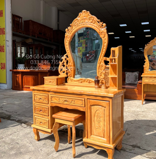 Bàn Trang Điểm Gỗ Gõ Đỏ Cao Cấp 1m1 TĐ 02