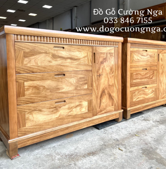 Tủ nhật ngăn kéo gỗ hương xám 1m2 - tủ quần áo em bé 