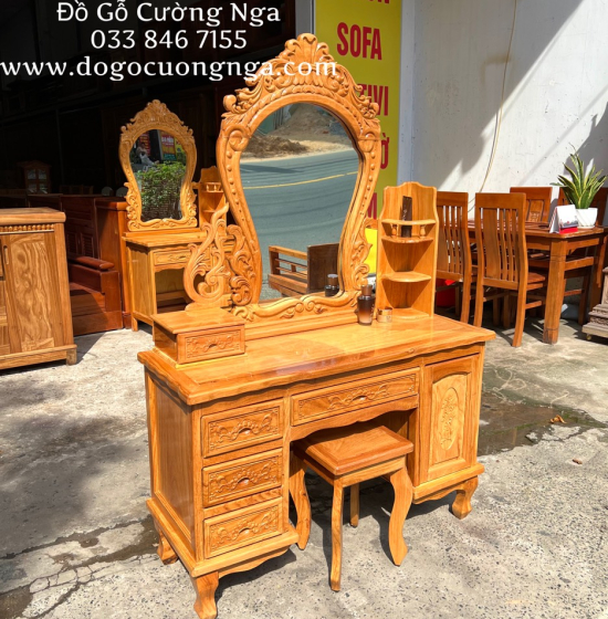 Bàn Trang Điểm Gỗ Gõ Đỏ Cao Cấp 1m1 TĐ 02