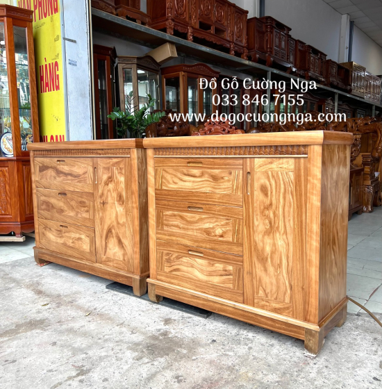 Tủ nhật ngăn kéo gỗ hương xám 1m2 - tủ quần áo em bé 