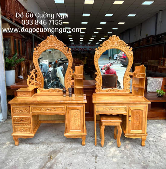 Bàn Trang Điểm Gỗ Gõ Đỏ Cao Cấp 1m1 TĐ 02