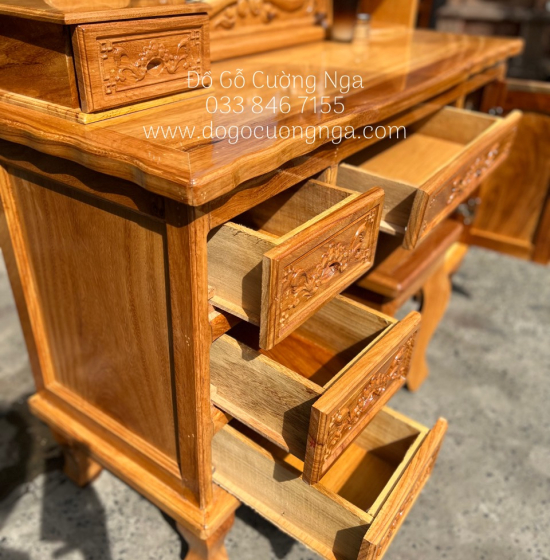 Bàn Trang Điểm Gỗ Gõ Đỏ Cao Cấp 1m1 TĐ 02