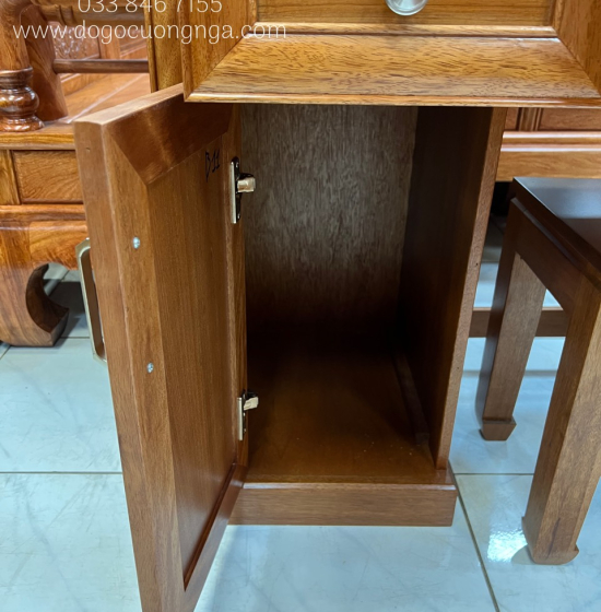 Bàn Trang Điểm Gỗ Xoan Đào 80cm Gương Tròn Hiện Đại TĐ 026