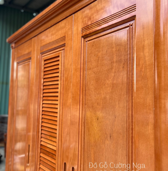 Tủ quần áo gỗ xoan đào 3 cánh 1m6 - mẫu lá sách 