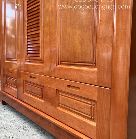Tủ quần áo gỗ xoan đào 3 cánh 1m6 - mẫu lá sách 
