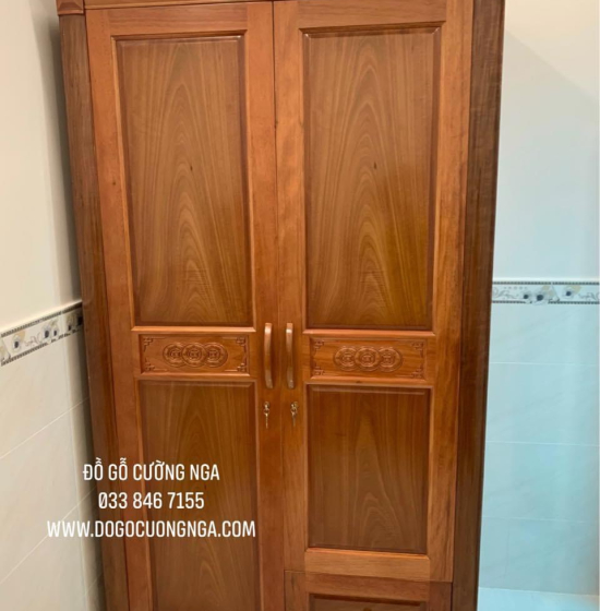 Tủ quần áo gỗ xoan đào 2 cánh - 1m2 giá rẻ 
