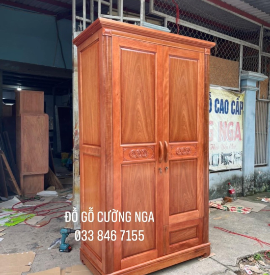 Tủ quần áo gỗ xoan đào 2 cánh - 1m2 giá rẻ 