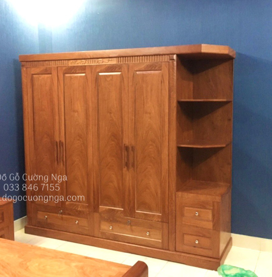 Tủ quần áo gỗ hương đá hiện đại 2m33 - vế phải 
