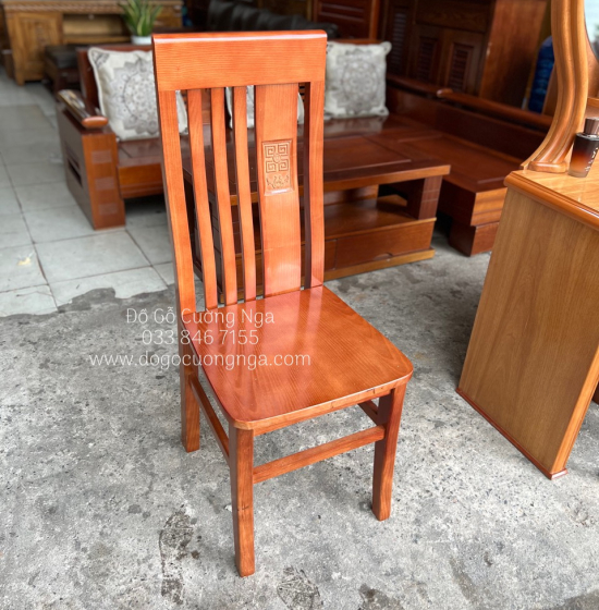 Bộ bàn ăn tròn mâm xoay gỗ sồi nga 6 ghế - màu cánh gián BG 069