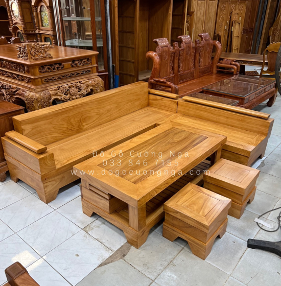 Bộ ghế sofa gỗ gõ đỏ tay trứng cao cấp 2m4x2m 