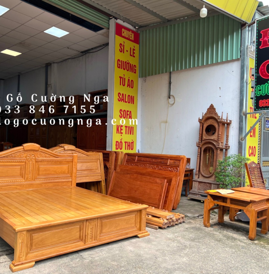 Giường gỗ gõ đỏ hiện đại vạt phản 