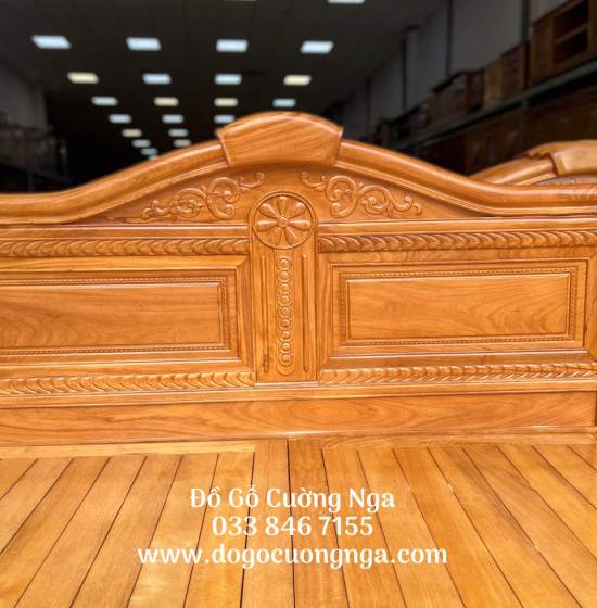 Giường gỗ gõ đỏ hiện đại vạt phản 